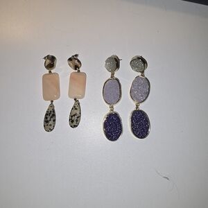 Elegant Gold/Pink and Gild/Purple Dangle Earrings